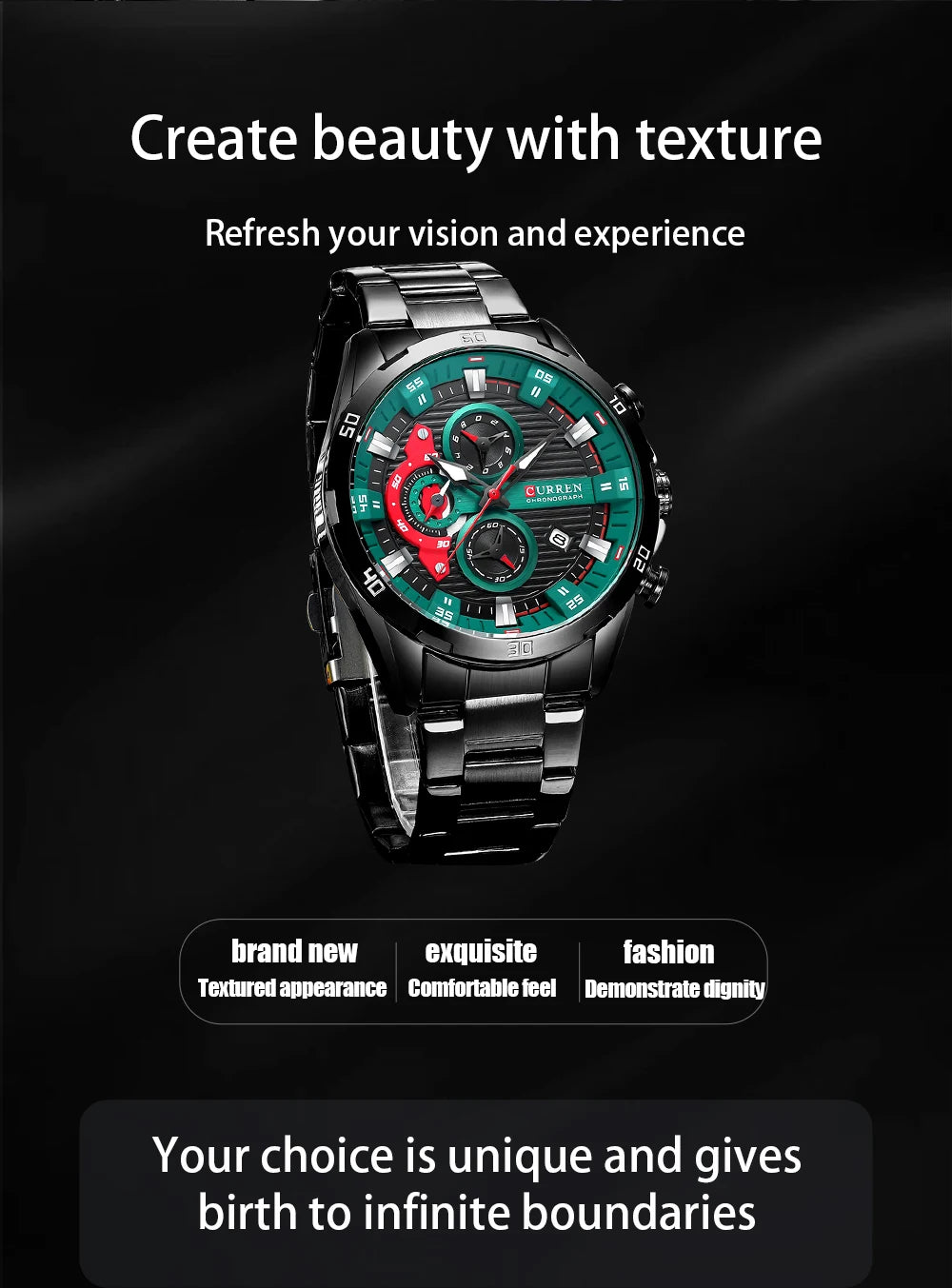 CURREN 8402 Stainless Steel Business Waterproof Chronograph Wristwatch Sport Clock Quartz Watch for Men Relogio Masculino Reloj