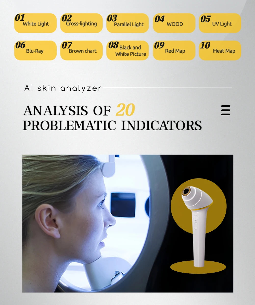 Esintelligent Scanner Skin Analyzer Device Facial Skin Analysis AI Skin Arrivals 3D Analyzer Facial Skin Test