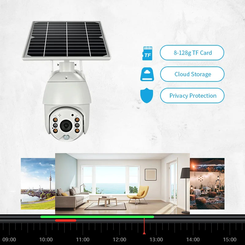 Outdoor Waterproof 4G WiFi IP CCTV Camera Smart Home Product with Solar Panel Power for Outdoor Security Use