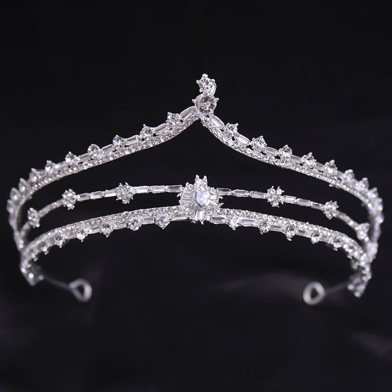 Bridal Wedding Hair Accessories Silver Crystal Hair crown alloy diamond crown women's fashion high-end atmospheric headdress