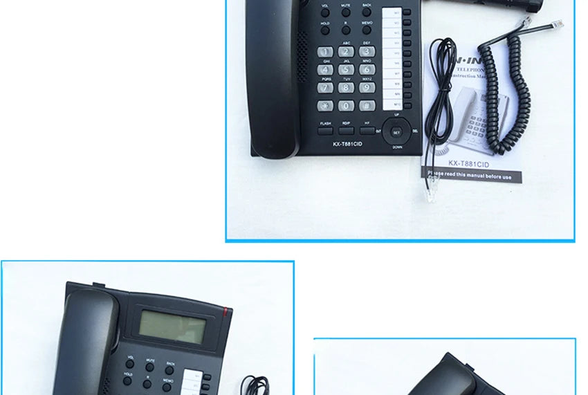 Desktop Corded Telephone, Wired Landline Phone for Home/Hotel/Office, Handsfree, with Blue Backlit, Caller ID, in English