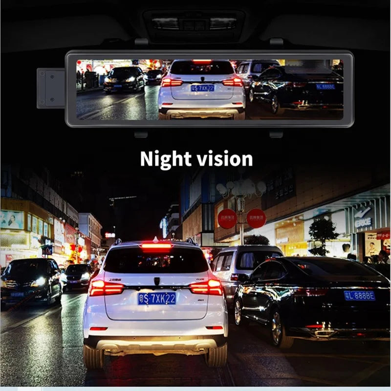 12 Inch 4K HD Wide Angle 170 Mirror Car Dvr Dashcam Dash Cam Front and Rear 4K With WIFI GPS Dual Lens Rearview Touch Screen