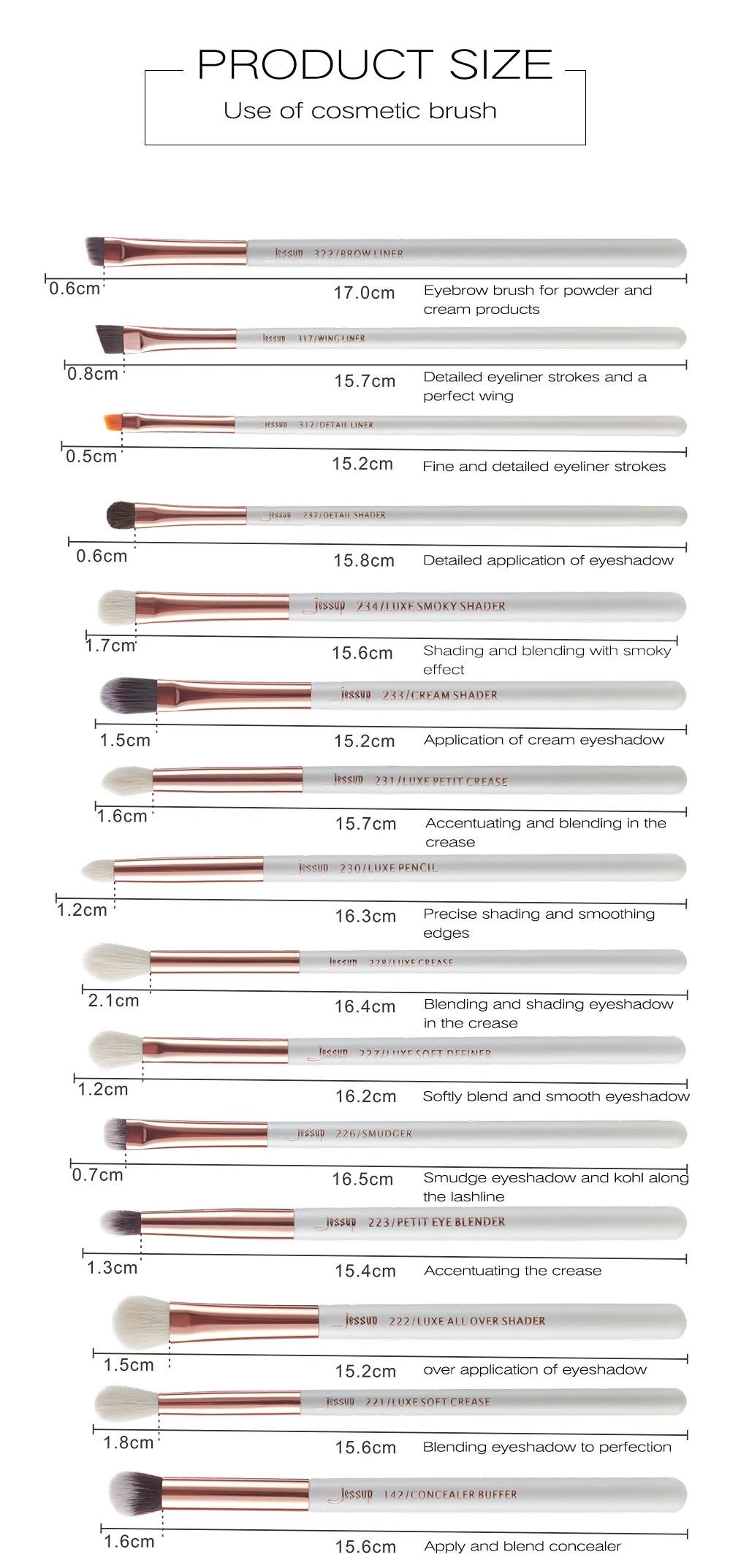 Jessup 25pcs Professional Makeup Brushes set Make up Brush Tools kit Foundation set Powder Blushes Beauty Pearl White T215