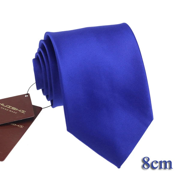 HUISHI 8CM Men's Solid Dark Blue Color Neck Tie 6cm Waterproof Jacquard Necktie Daily Wear Cravat Wedding Party For Men