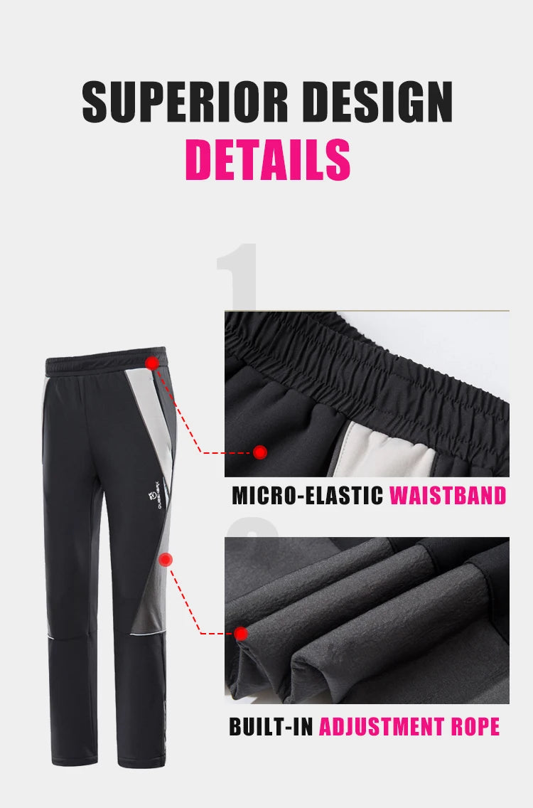 QUESHARK Men Women Thicked Warm Fleece Cycling Pants Windproof Waterproof  MTB Road Bike Bicycle Camping Trekking Trousers