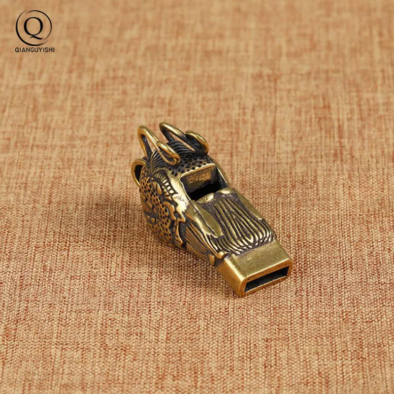 Vintage Brass Dragon Head Whistle Car Keys Chains Pendants Men Women Outdoor Survival Tools Whistles Necklaces Keychains Hanging