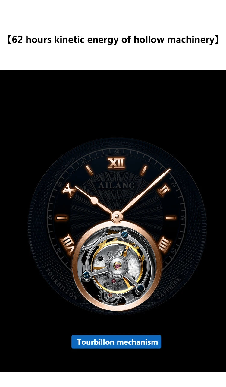 AILANG new authentic luxury real tourbillon mechanical watch fashion business waterproof men's watch
