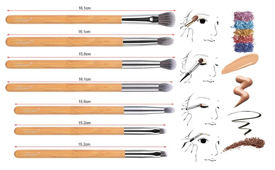 Vela.Yue Premium Makeup Brush Set 7pcs Eyes Shadow Smudge Blending Contour Eyeliner Eyebrow Makeup Applicator Tools Kit