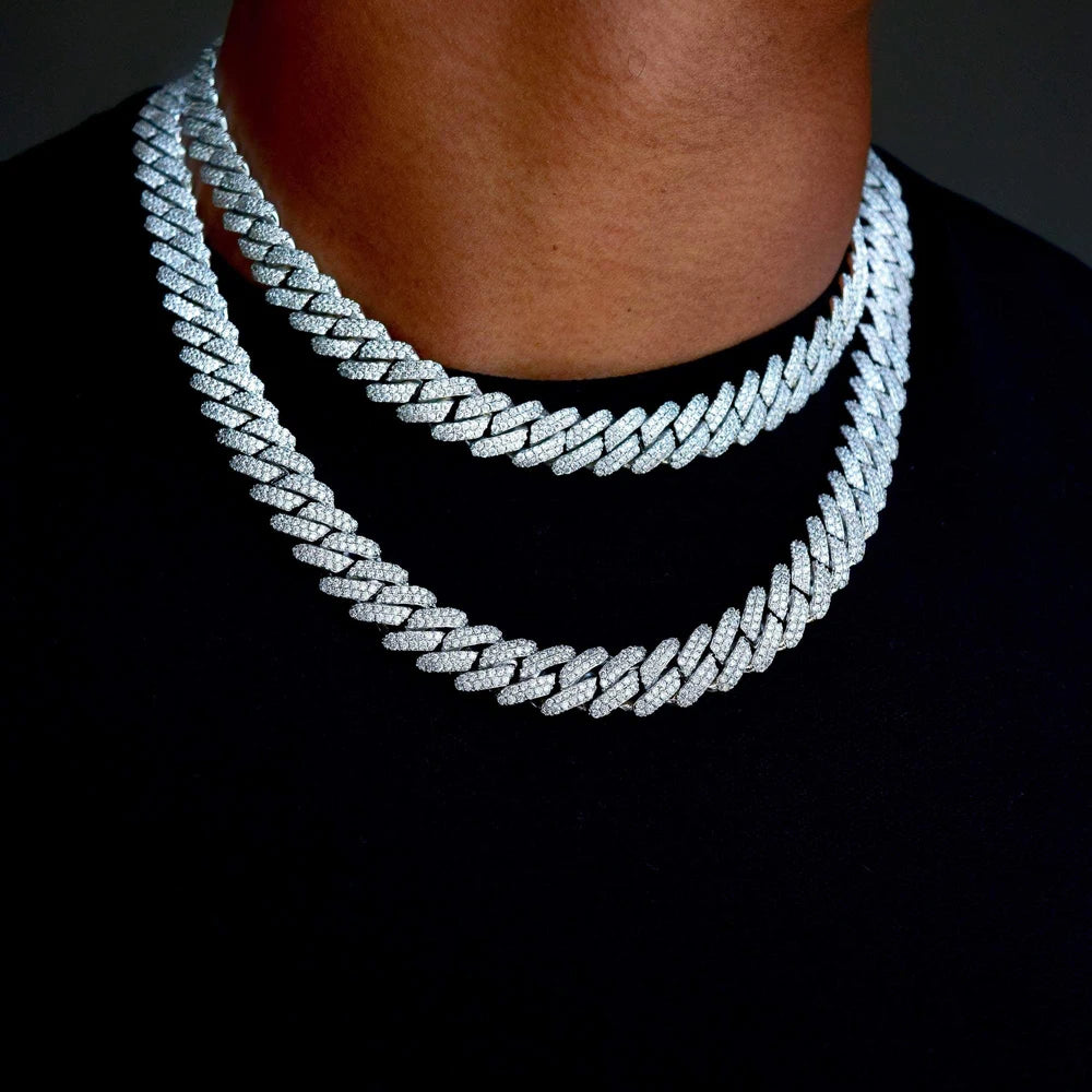 New 12mm Cuban Link Chains Necklace Gold Silver Color CZ Hiphop Fashion Jewelry Bling AAA Zircon 2 Row Iced Out For Men