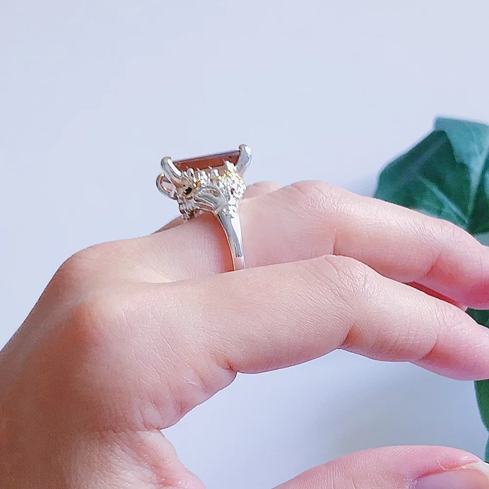 DreamCarnival1989 Crown Design Wedding Ring for Women Two-Tone Sparkling Brown Zirconia Elegant Factory Direct WA11715