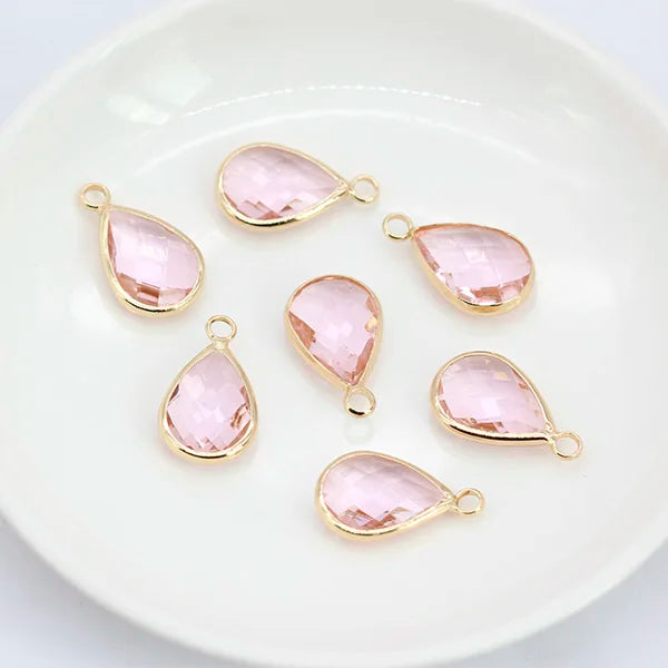 12p teardrop Metal Crystal beads glass Charm Pendant Earring Connector DIY Jewelry Making Necklace Bracelets Earring Accessories