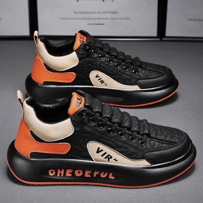 New Breathable Thick Sole Men's Skateboarding Shoes with Comfortable Casual Sports Shoes  Elevated  Men's Board Shoes