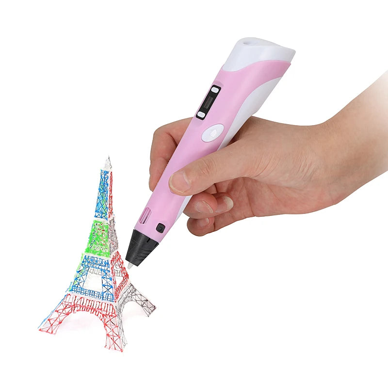 3D Pen LED Screen DIY 3D Printing Pen 50M PLA Filament Creative Toy Gift For Kids Design Drawing 3D Printer Pen Drawing Stift