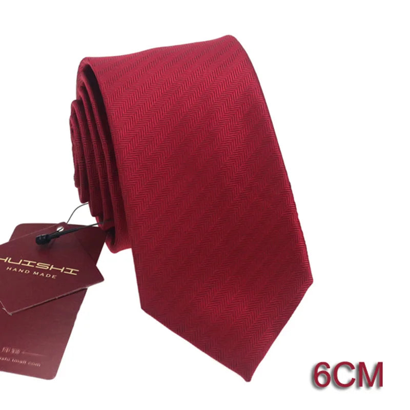 HUISHI 8CM Men's Solid Dark Blue Color Neck Tie 6cm Waterproof Jacquard Necktie Daily Wear Cravat Wedding Party For Men