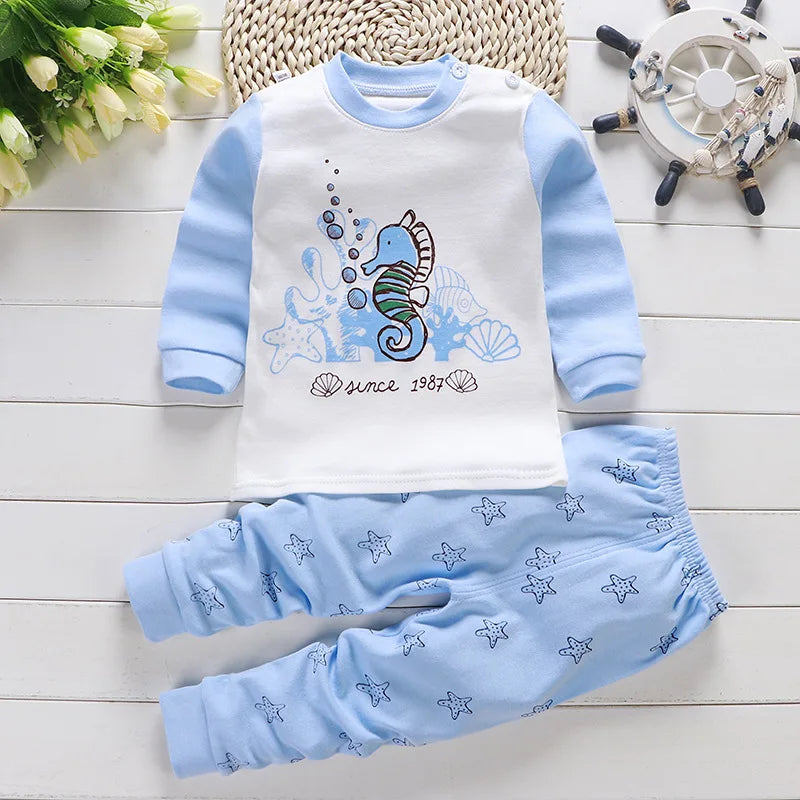2024 Spring Autumn New Baby Clothing Set Cartoon Cotton Baby Boys Clothing Girls Suit Set 0-3 Year Baby Clothes