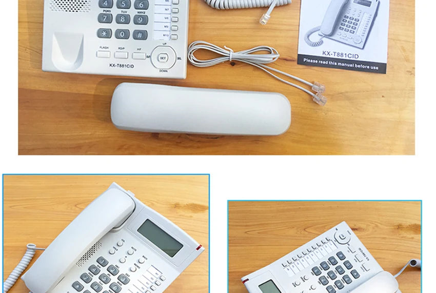 Desktop Corded Telephone, Wired Landline Phone for Home/Hotel/Office, Handsfree, with Blue Backlit, Caller ID, in English