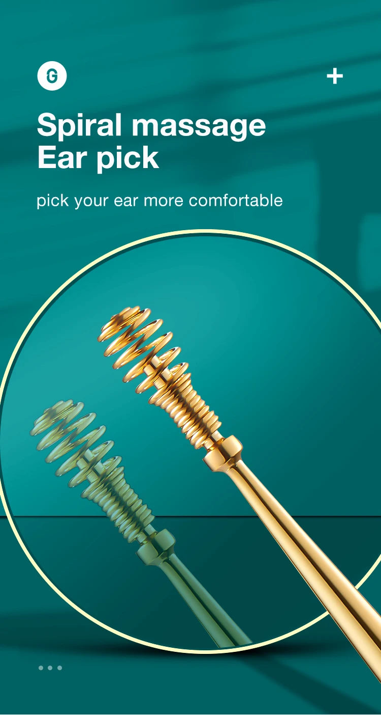 MR.GREEN Ear Wax Removal 360° Spiral Massage Ear Pick Ear Canal Cleaner Stainless Steel Flexible Design Ear Care Tools
