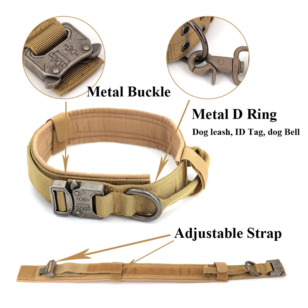 Pet Products Outdoor Tactical Dog Collar Metal Buckle Breathability Nylon Collar Medium and Large Dog Training Neck Collar Dog