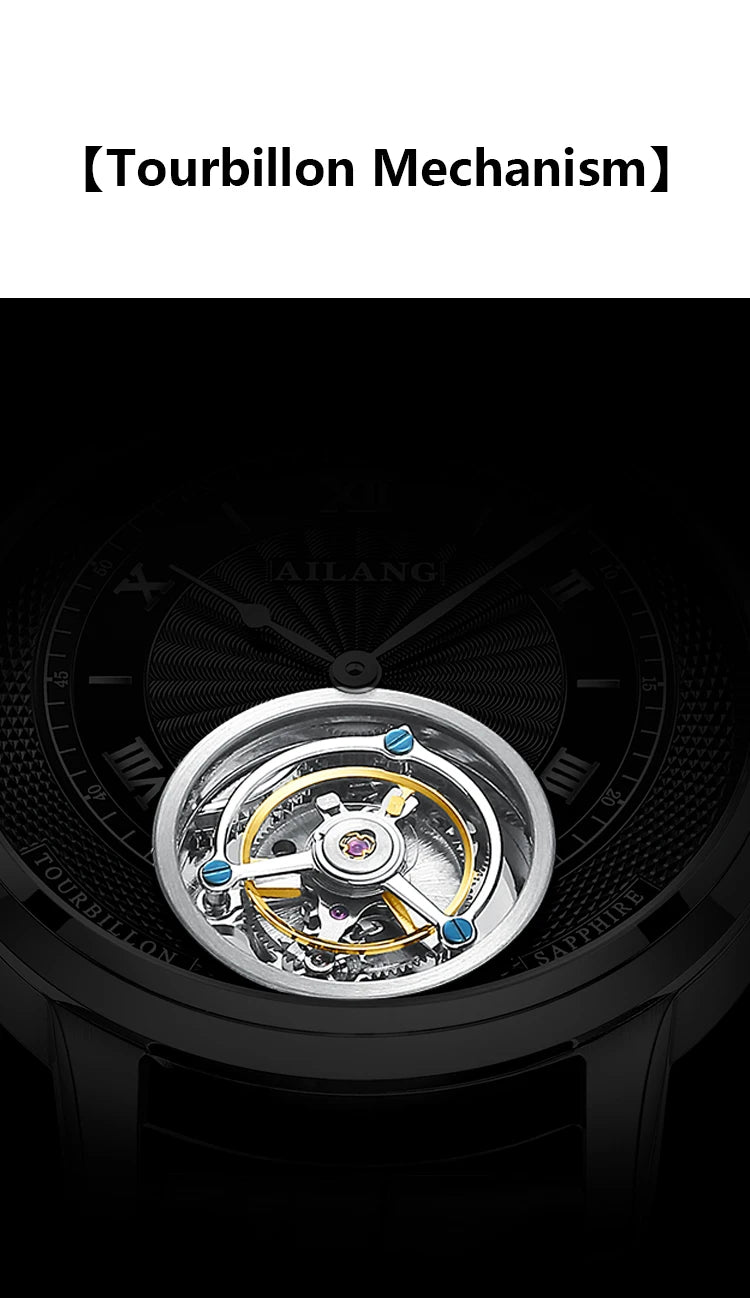 AILANG new authentic luxury real tourbillon mechanical watch fashion business waterproof men's watch