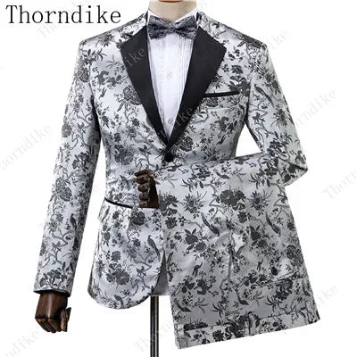 2023 Blazer+Pants+Vest Suits Male Casual Slim Blazer Coat Suit New Man Fashion Green Jacquard Eye-catching High Quality Party