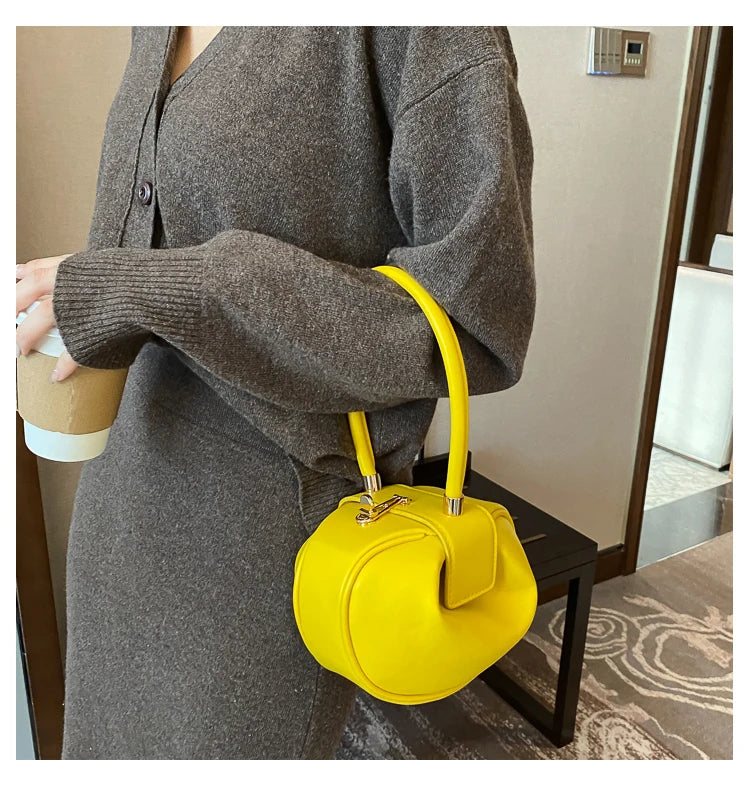 Bowling Spherical Women's Handbag Luxury Brand Designer Hobos Bag Fashion Mini Round Shoulder Bags PU Leather Female Purse