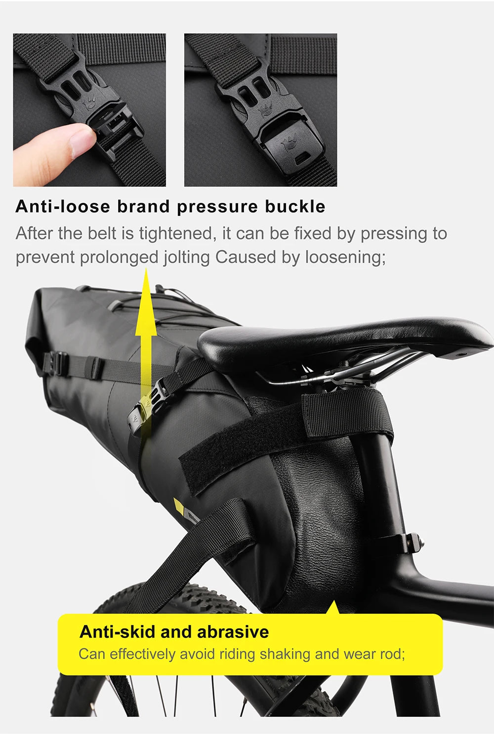 Rhinowalk Bike Saddlebag + Stabilizer Set Waterproof 13L Large Capacity More Stable For MTB Road Bike Can Fit Water Bottle Cage