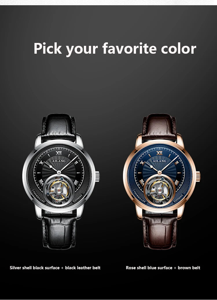 AILANG new authentic luxury real tourbillon mechanical watch fashion business waterproof men's watch