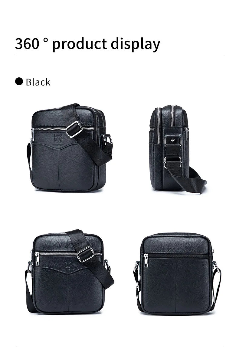 BULLCAPTAIN 2024 New Brand 100% cowhide men's bag shoulder bags high quality messenger small bag retro square luxury  handbag