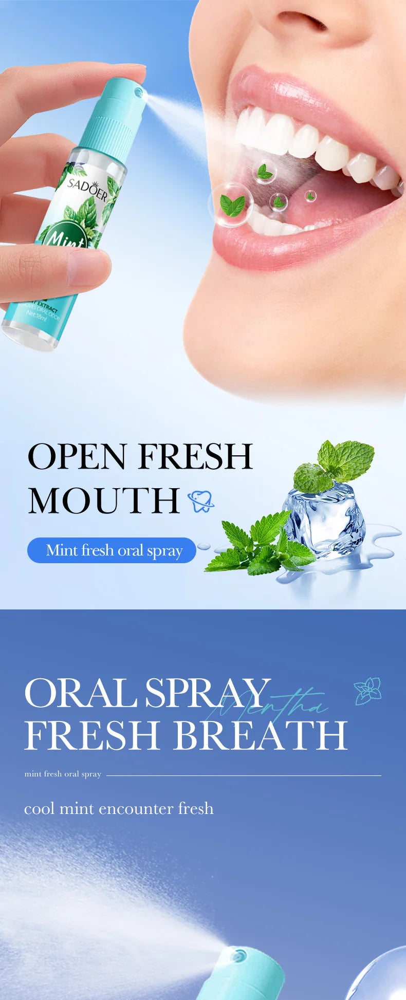 Peach Mint Lemon Fresh Breath Mouth Spray Fresh Breath Mild Remove Bad Breath Bring a Cool and Comfortable Experience