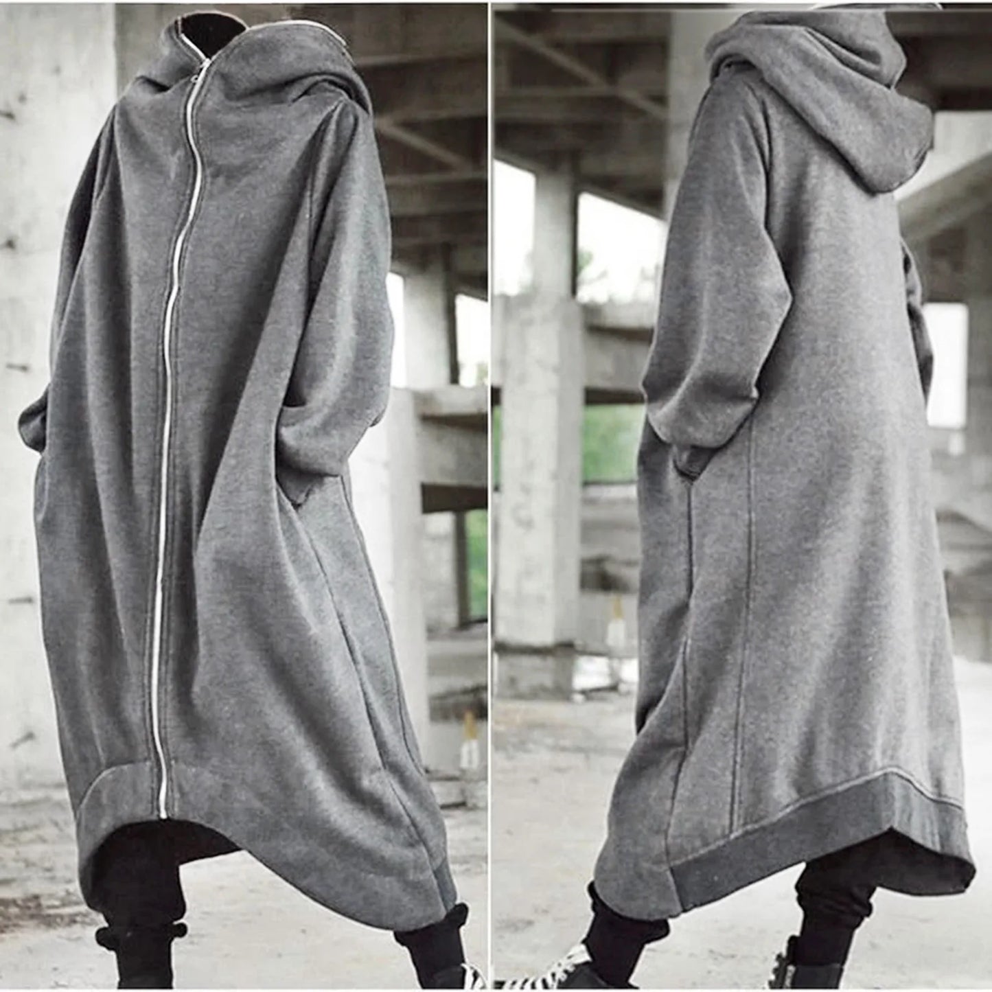 Hot Selling Unisex Long Sleeve Hooded Nazgul Long Coat Zipper Closure Fleece Lined Long Hoodie