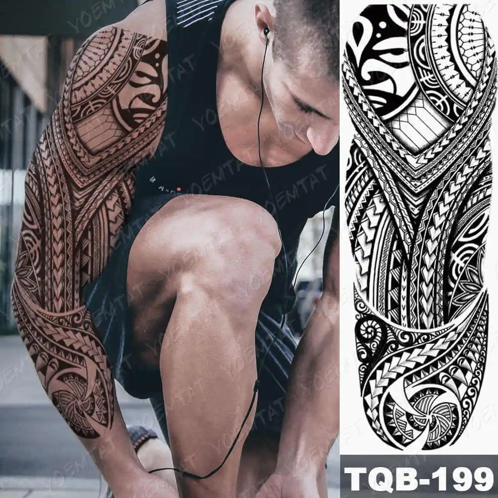 Large Arm Sleeve Tattoo Forest Angel Wolf Lion Waterproof Temporary Tatto Sticker Crown Skull Body Art Full Fake Tatoo Women Men