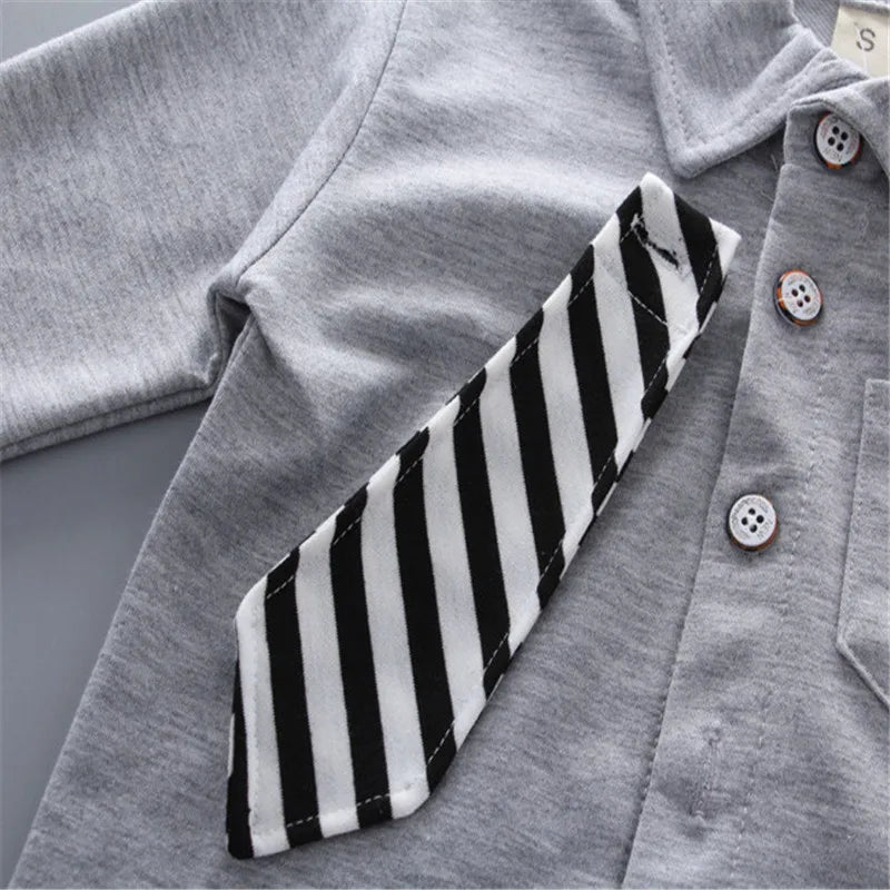 Lawadka Baby Boy Clothes Sets Long Sleeve Tie T-Shirt +Pants 2Pcs Outfits Cotton Sport Suit For Boy Clothes Spring Autumn 6M-3Y