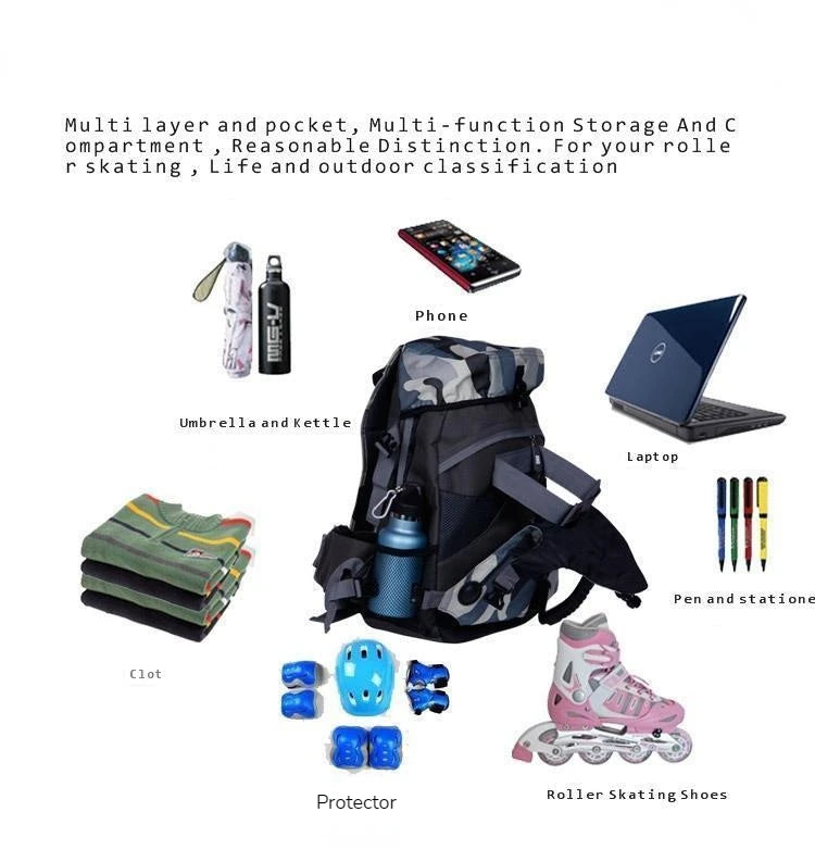 Personalized Graffiti Roller Skating Bag Men Women Outdoor Sports Roller Skating Backpack Gym Bag Running Fitness Bag Casual bag