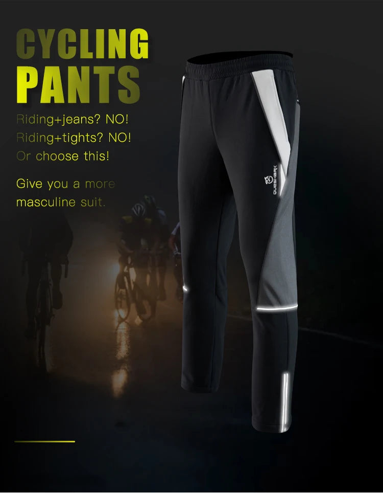QUESHARK Men Women Thicked Warm Fleece Cycling Pants Windproof Waterproof  MTB Road Bike Bicycle Camping Trekking Trousers