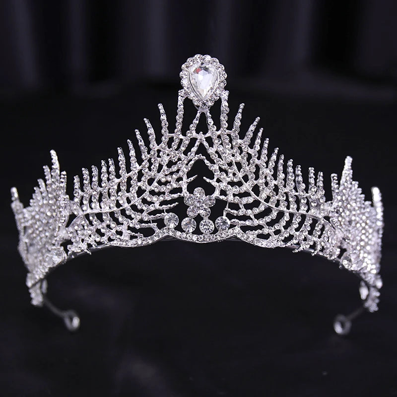 Bridal Wedding Hair Accessories Silver Crystal Hair crown alloy diamond crown women's fashion high-end atmospheric headdress