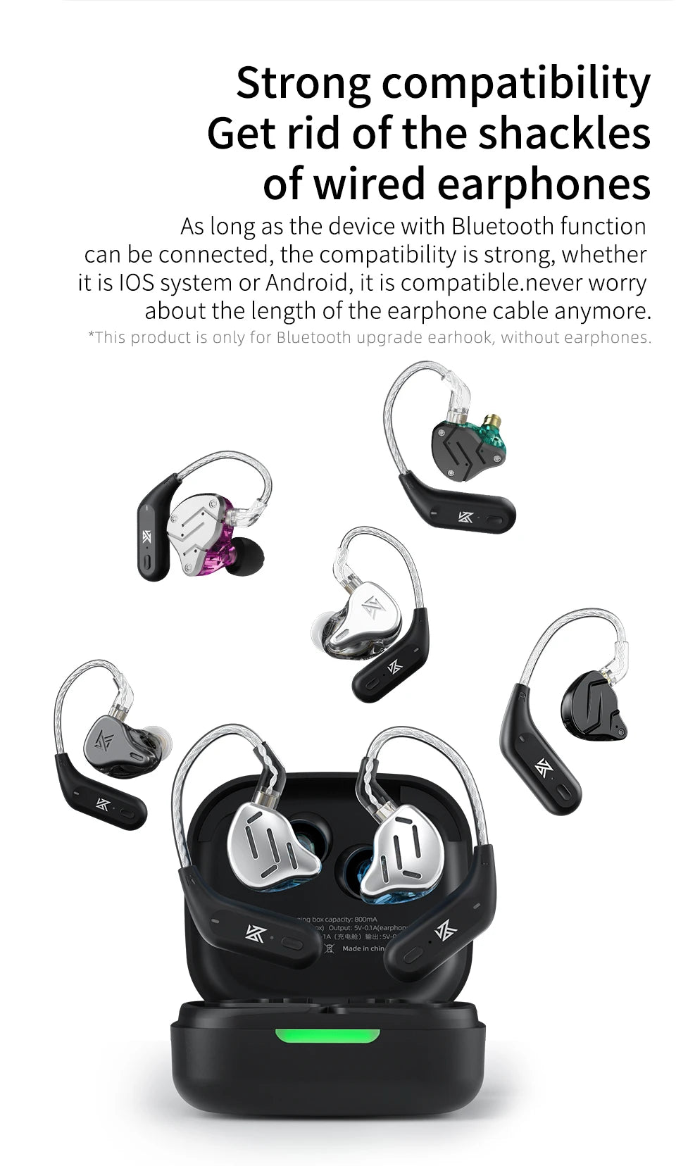 KZ AZ09 HD Bluetooth 5.2 Wireless Upgrade Cable Bluetooth Module HIFI Wireless Ear Hook Connector With Charging Case Z3 S2 Z1PRO