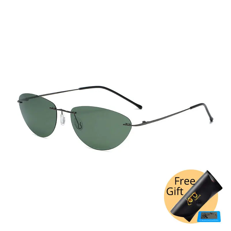 Fashion Rimless Square Sunglasses Mens Rectangle Photochromic Polarized Driving Sunglasses Oval Sun glasses UV400