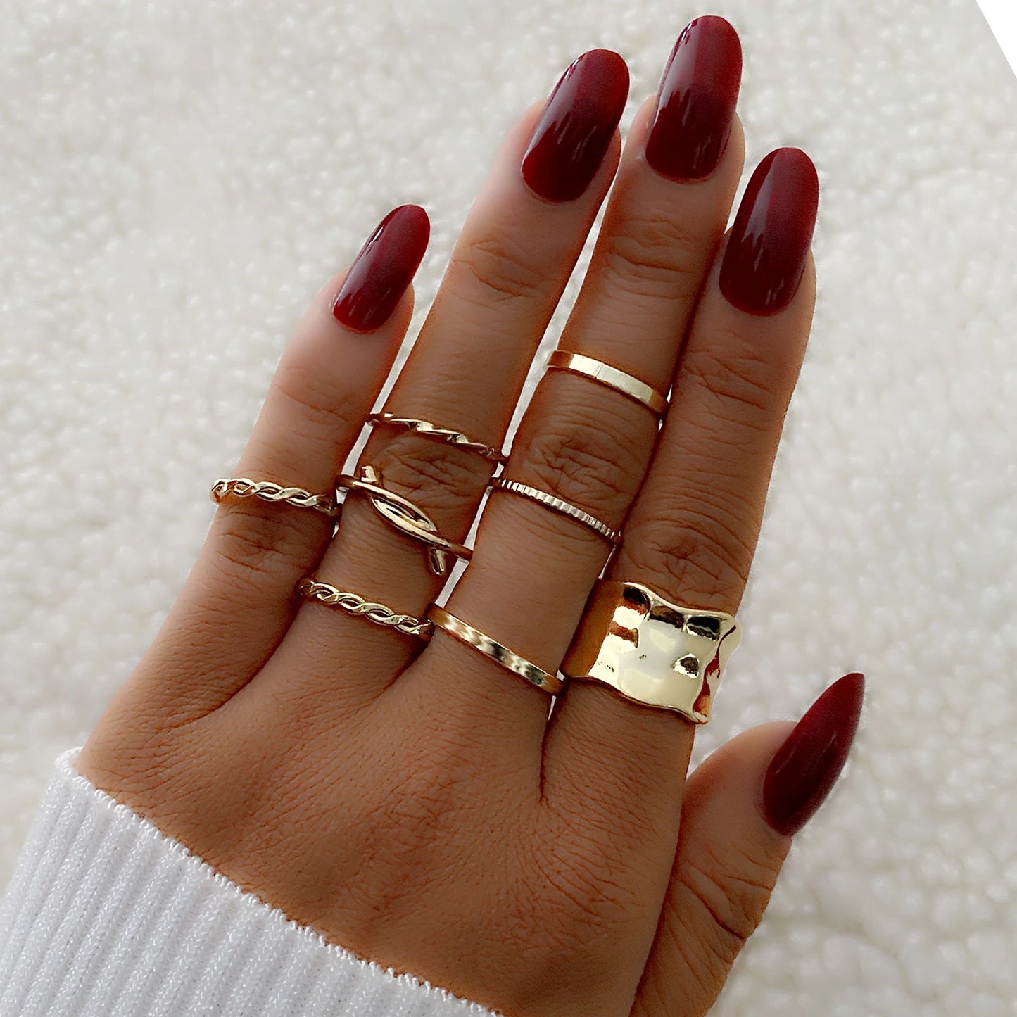 Fashion Hips Hops Jewelry Exaggerated Geometric Ring for Women Gold Plated Irregular Twist Finger Ring for Women Girls