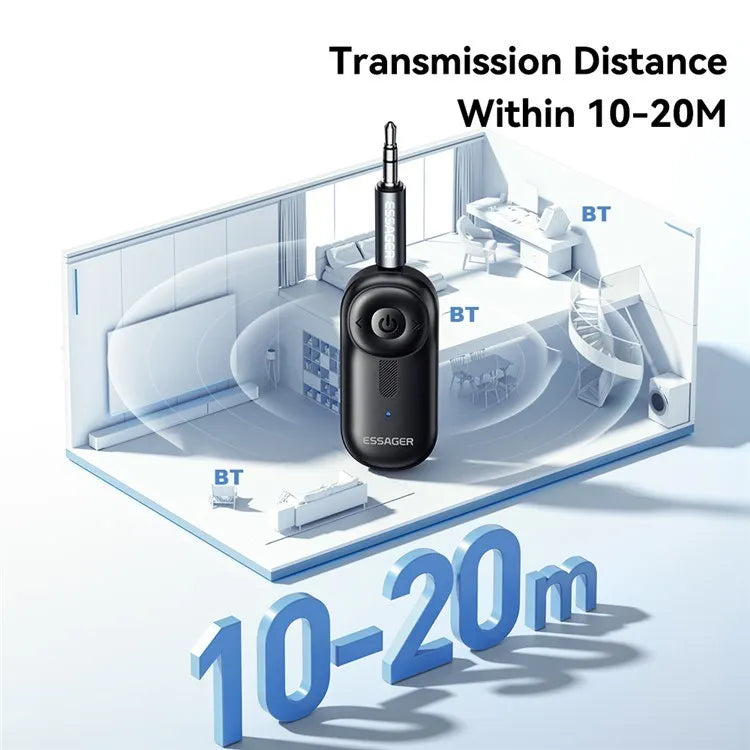 ESSAGER Car Audio Receiver Wireless Transmitter with Microphone Clip
