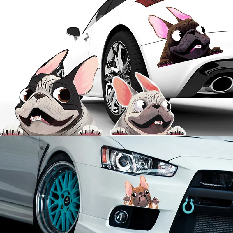 French Bulldog Car Sticker Pet Dog Vinyl Decal Animal Cartoon Auto Stickers Waterproof Bumper Accessories Decoration 12*14cm