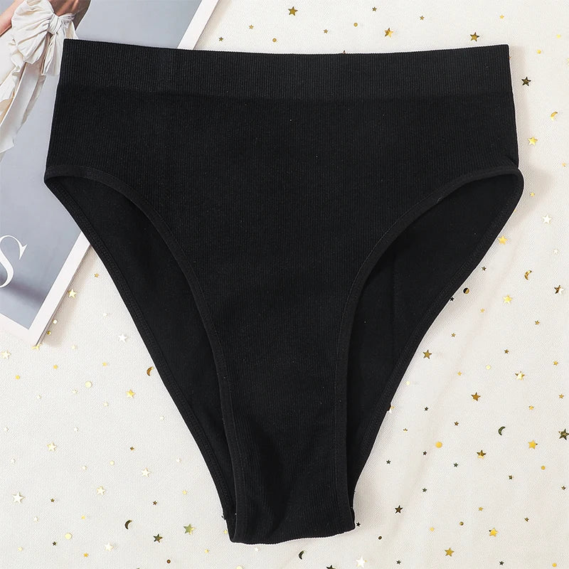 1Pc High Waist Panties For Women Sport Seamless Briefs High-Leg Cut Underpants Female  Sexy Lingerie Solid Color Underwear