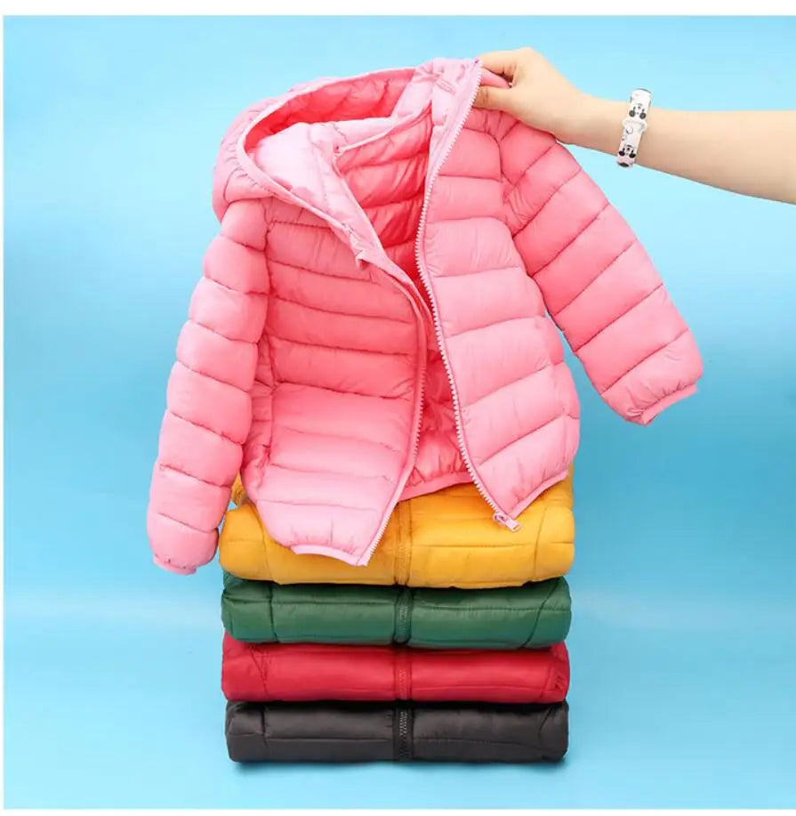 Girls Light Down Cotton Jacket Baby Boys Snowsuit Jackets Autumn Children Clothing 2-8 Years Fashion Kids Hooded Outerwear Coats