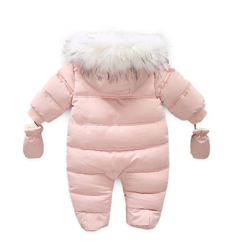 0-24 Months Newborn Baby Jumpsuit Winter Cotton Baby Romper With Gloves Hooded Thicken Boys Snowsuit Girl Clothing Set