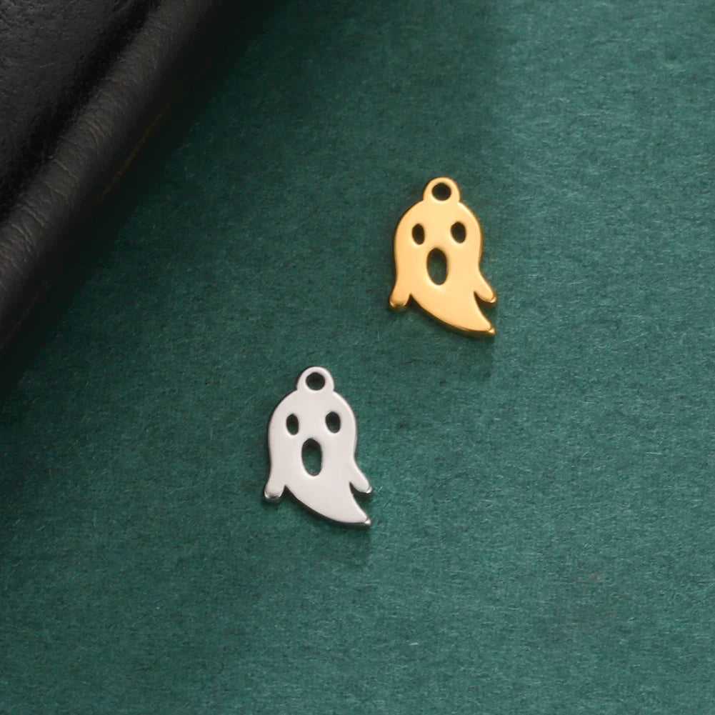 5pcs/lot Stainless Steel DIY Charms for Jewelry Making Ghost Squirrel Fish Bear Paw Animal Pendant for Necklace Bracelet Earring