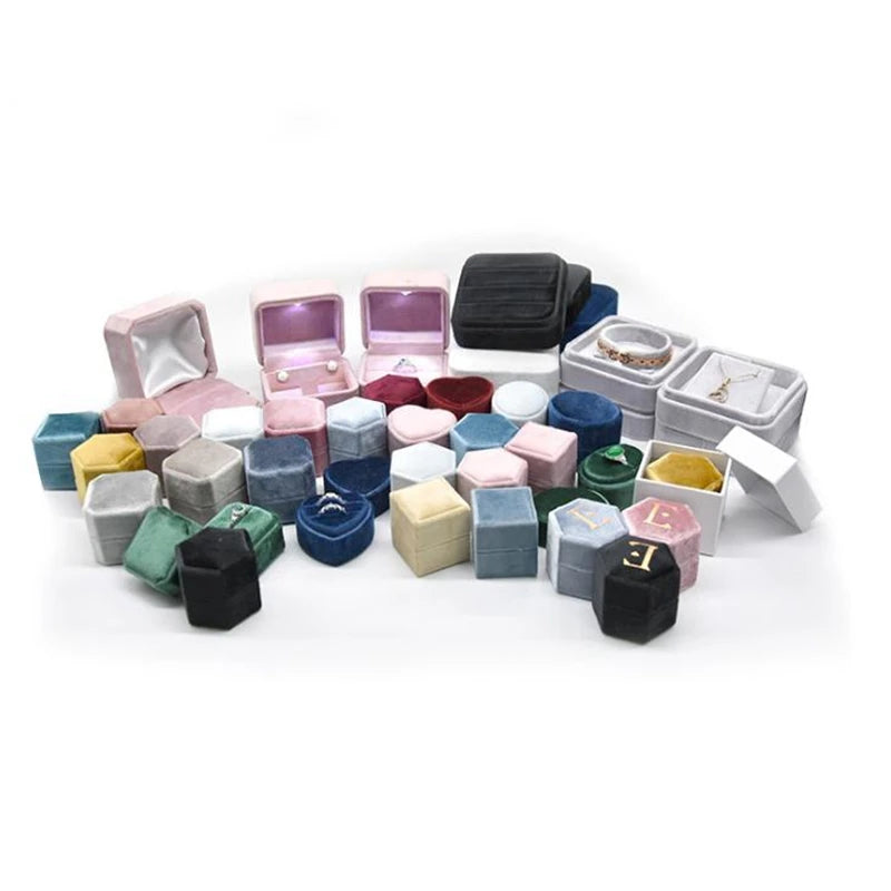 Wholesale High Quality Jewelry Package Box in Velvet Quadrilateral Box 10PCS for Ring Jewelry accessories