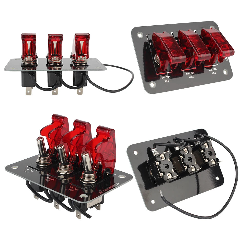 24V 12V Rocker Switch Panel Racing Car Start Button Ignition Starter Light Toggle 20A Fuse Accessories For Boat Truck Trailer RV