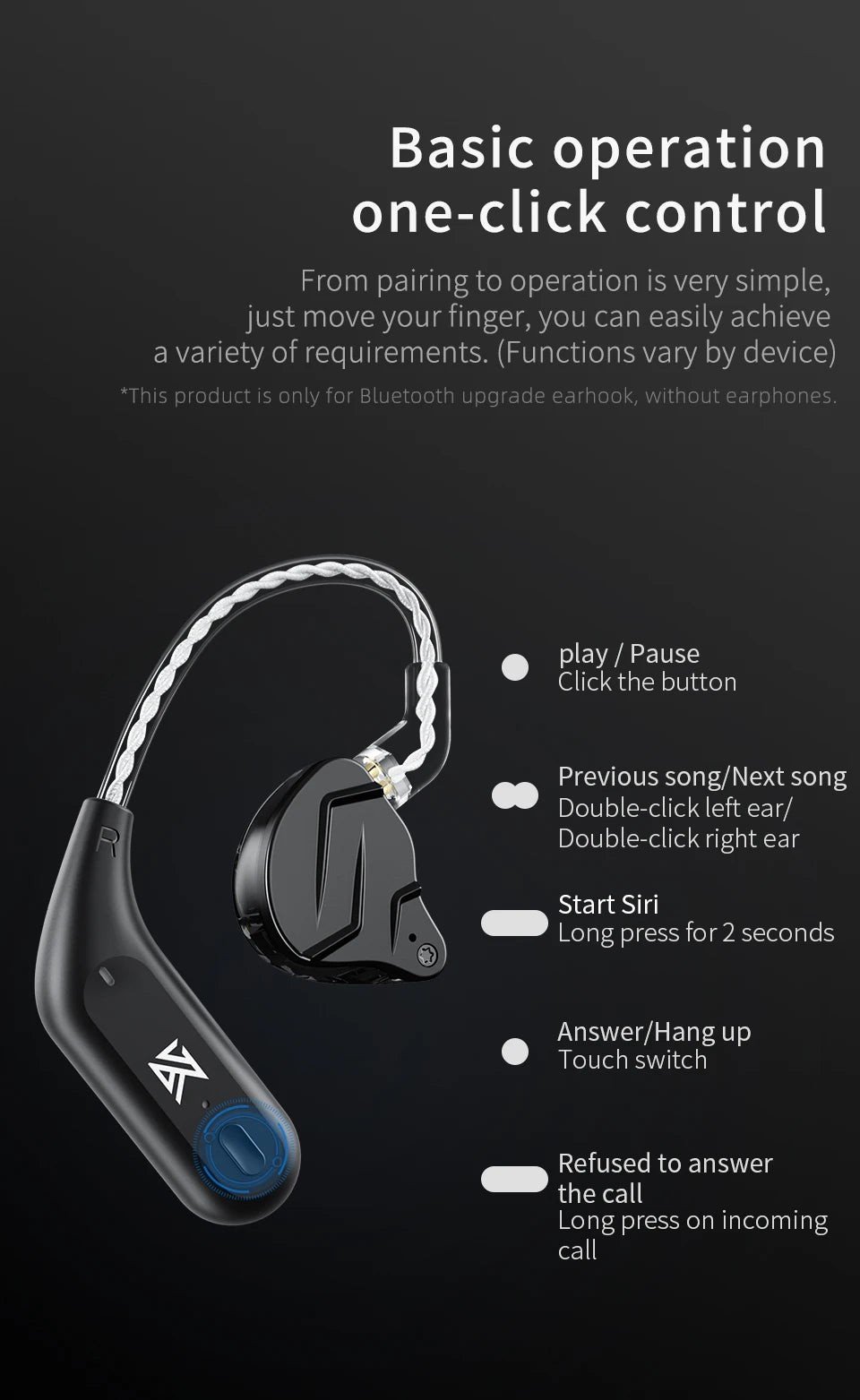 KZ AZ09 HD Bluetooth 5.2 Wireless Upgrade Cable Bluetooth Module HIFI Wireless Ear Hook Connector With Charging Case Z3 S2 Z1PRO