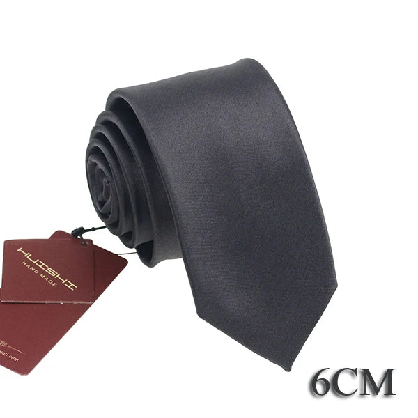 HUISHI 8CM Men's Solid Dark Blue Color Neck Tie 6cm Waterproof Jacquard Necktie Daily Wear Cravat Wedding Party For Men