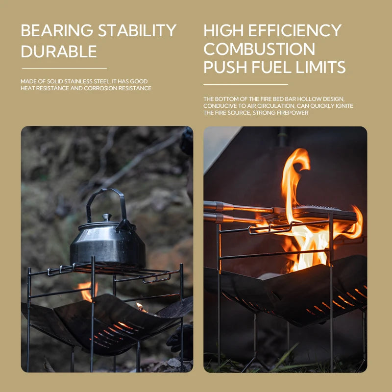 CAMPINGMOON SOLO-A4 Stainless Steel Portable Folding BBQ Grill Outdoor Garden Camping Portable Foldable Cooking Grill
