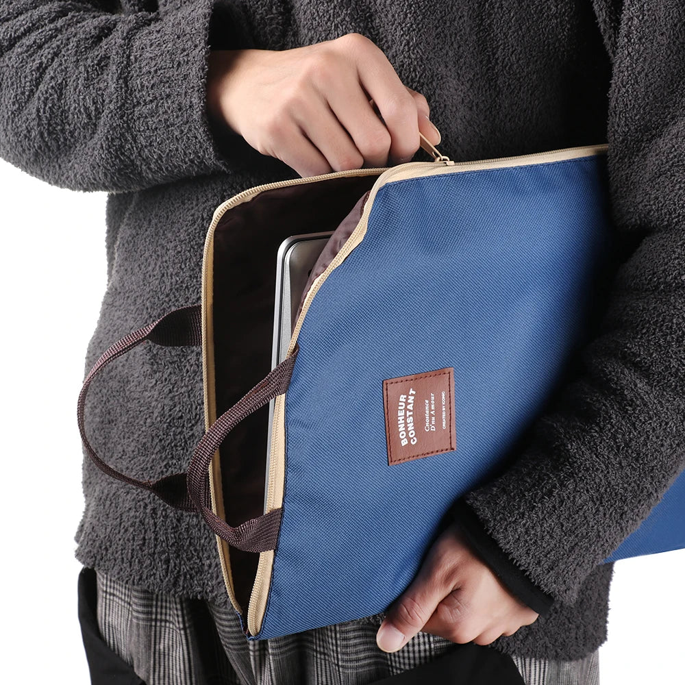 A4 File Folder Large Canvas Zipper Multifunctional A4 File Folder Document Bag Business Briefcase Organizer Stationery